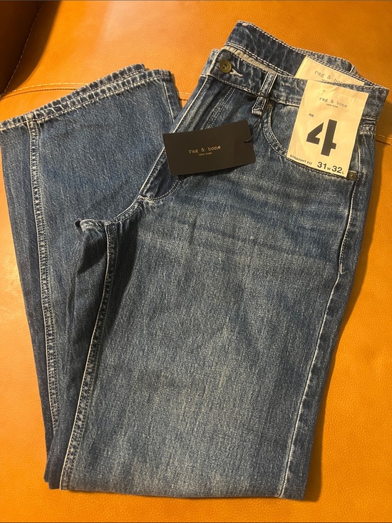 rag & bone Denim - rag & bone Straight Leg Jeans in Deep Blue Denim